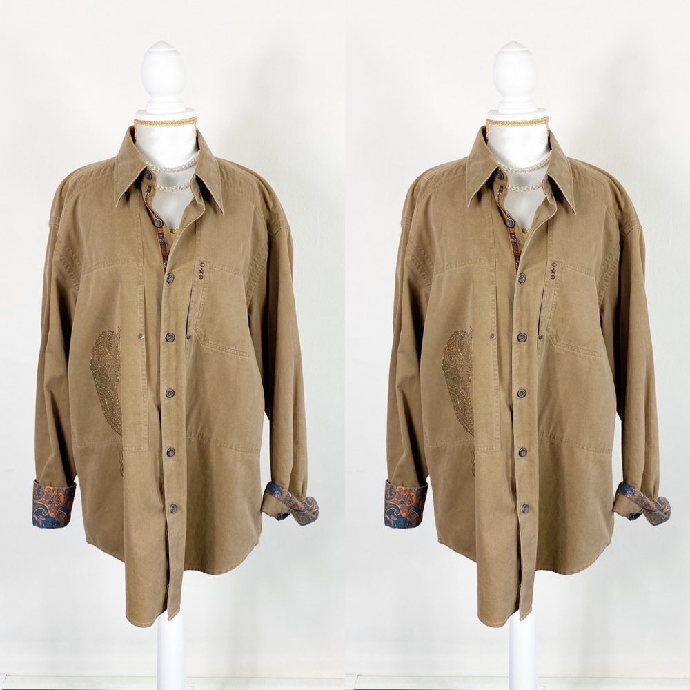 Robert Graham Shirt Tan Long Sleeve XL - Picture 3 of 8
